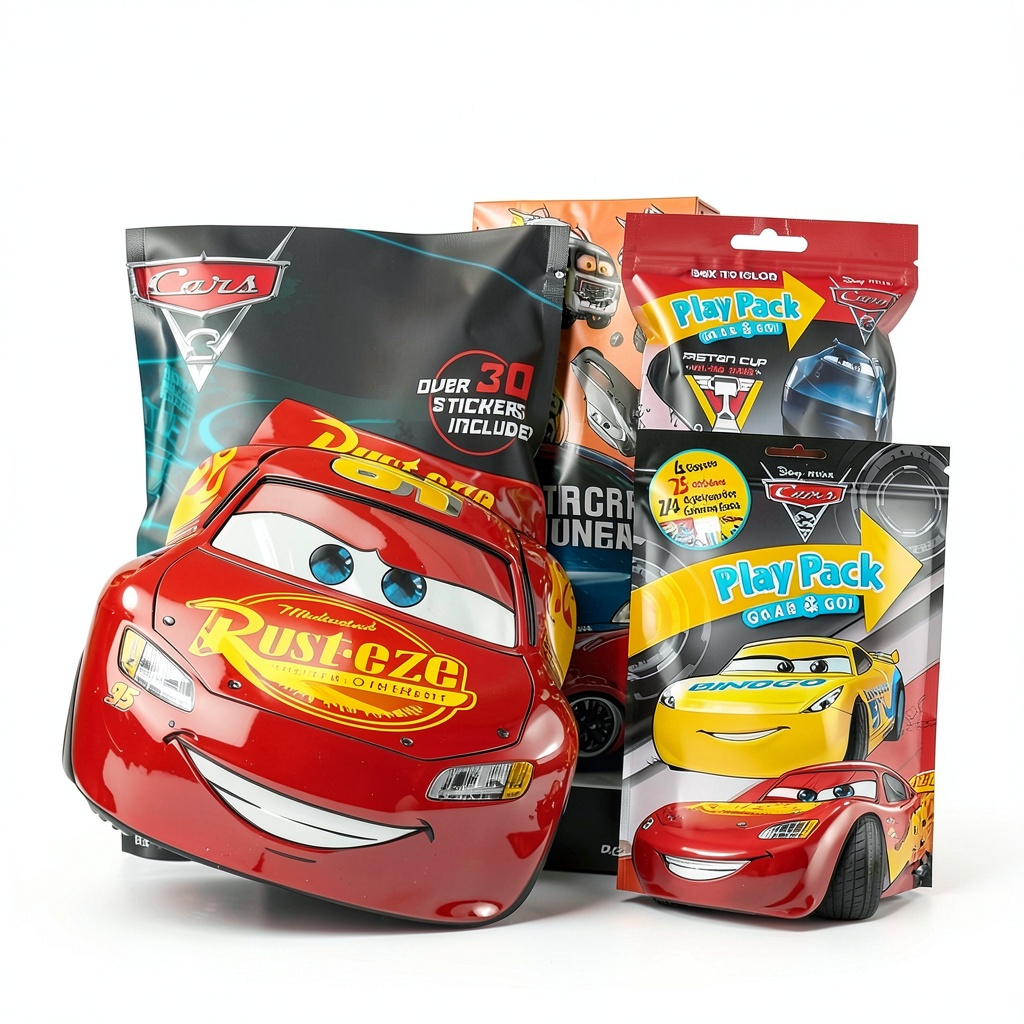 Children coloring Disney Cars pages on a car seat during a road trip