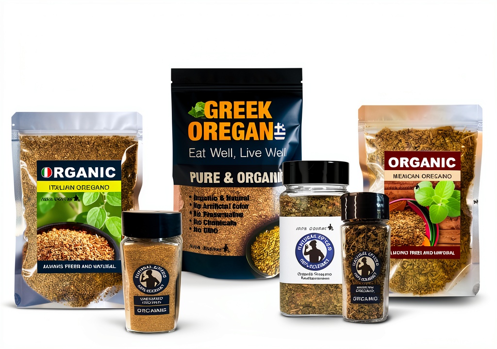 Italian Oregano 100% Gourmet Herb Resealable Bag on a kitchen countertop