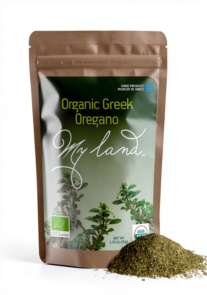 Unboxing Greek Oregano Organic Seasoning by MY LAND on kitchen counter