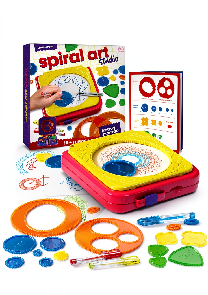 Child unboxing Spiral Art Studio Dan&Darci drawing kit on a kitchen counter
