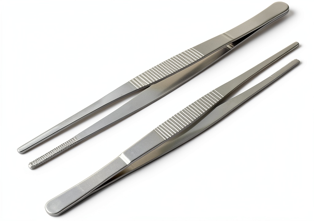 Installing Stainless Steel Tweezers Cionyce Classic 8in on a wooden desk