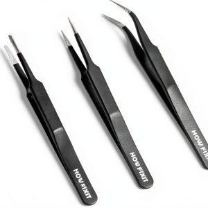 Precision Tweezers by HowFixit Stainless Steel Compact Set 3 Piece-0