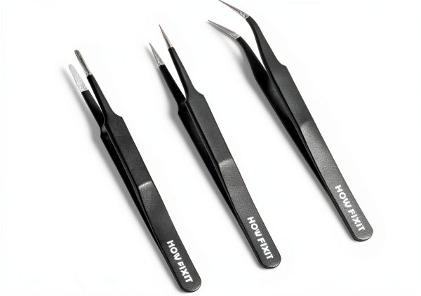 Precision Tweezers by HowFixit Stainless Steel Compact Set 3 Piece-0