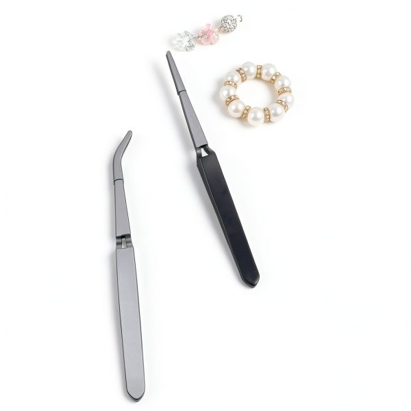 Gtziqa Reverse Tweezers Black Set with Straight and Curved Tips-3
