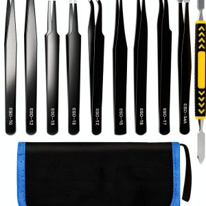 Ovveroche Stainless Steel Precision Tweezers 11‑Piece Anti‑Static Set-0