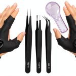 Tiazey Precision Tweezers Kit with LED Gloves Black Small Repair Set-0