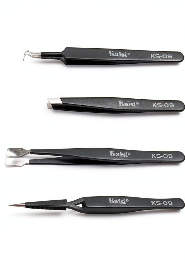 Kaisi Anti Static Precision Tweezer Set 14 Pairs Stainless Steel Black-3
