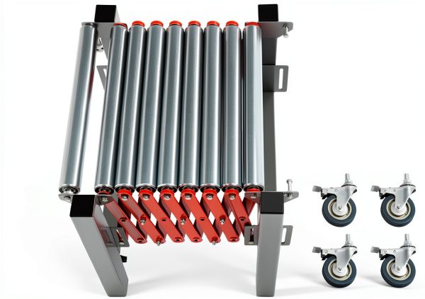 Conveyor Roller Table Adjustable Jongpinth Silver Orange Iron Stand-7